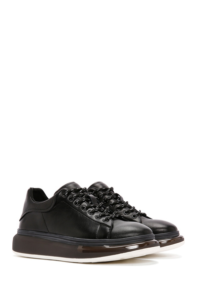 Derimod Men's Black Thick Sole Lace-Up Leather Sneaker 25Sfd 690718