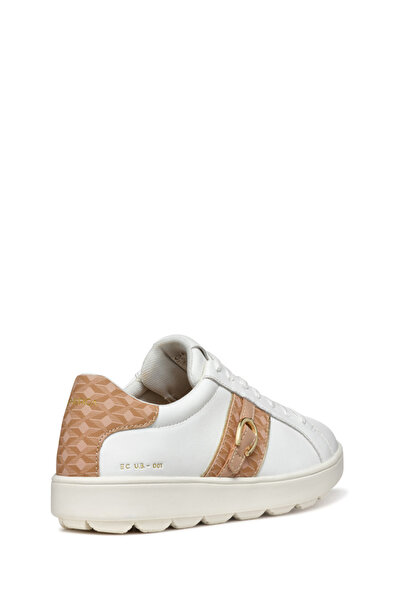 Geox Women's White D Spherica Ecub - 1 a - Na + Pr.Sy Laced Leather Sneaker D46Wea08504C1Z8Z