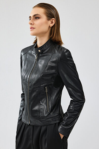 Derimod Prima Kadın Siyah Kısa Deri Ceket 24WGM524551