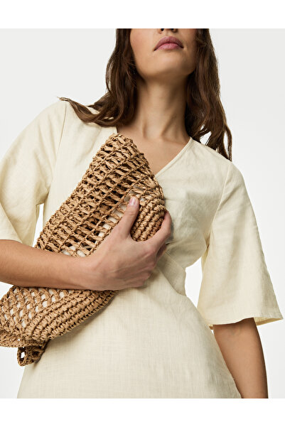 Marks & Spencer Kısa Kollu Midi Keten Elbise