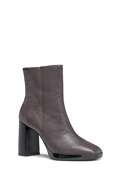 Geox Kadın Gri Teulada Fermuarlı Kalın Topuklu Deri Bot D36VLC000TCC1115