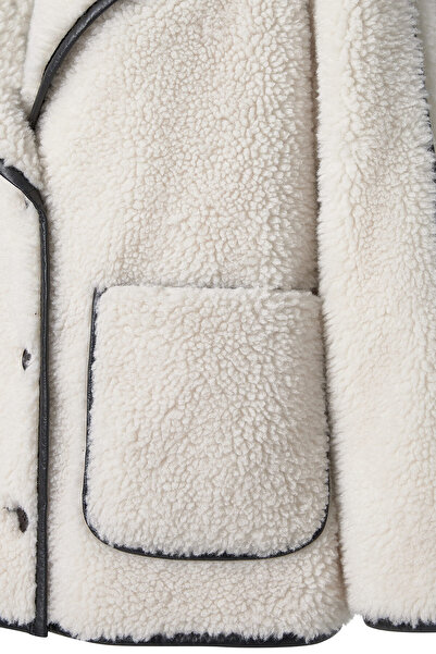 Derimod Valley Kadın Bej Kruvaze Yaka Teddy Mont 24WGP5269FF