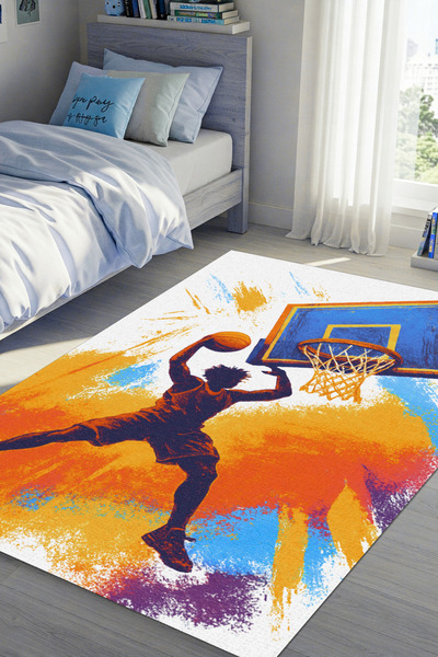 The Reef Design Renkli Basketbol Halı Dijital Baskılı Dokuma Kaymaz Tabanlı Y...