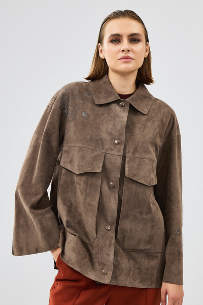 Derimod Jennifer Kadın Vizon Süet Deri Ceket 24WGD522810