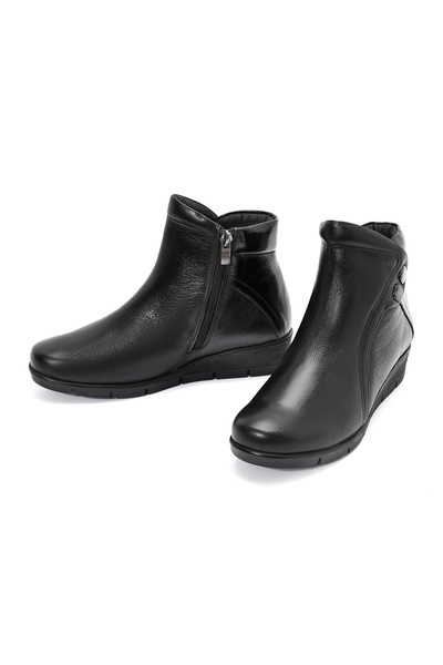 Derimod Kadın Siyah Fermuarlı Deri Comfort Bot 24WFD237114