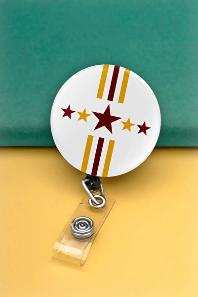 Apptakı Beyaz Zemin Yıldızlar Metal Buton Yoyo Yaka Kartığı Kart Tutucu Yoyo ...