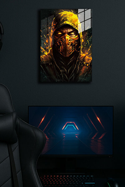 EABASKI Poster metalic "Scorpion Mortal Kombat" cu imprimeu, Tablou cadou pen...