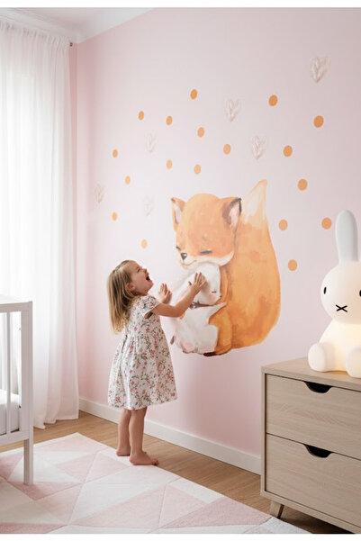 Kt Grup الأرنب والثعلب 50 قطعة من ملصقات الحائط ذات اللون الباستيل المنقط