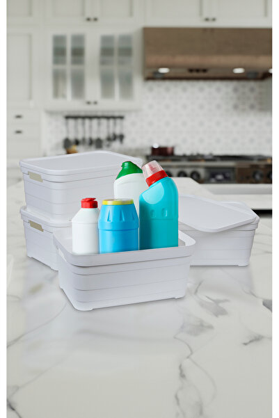 Nesto Home 4'lü Set Çok Amaçlı Renkli Kutu Kapaklı Ofis Organizeri 4x10,8 litre