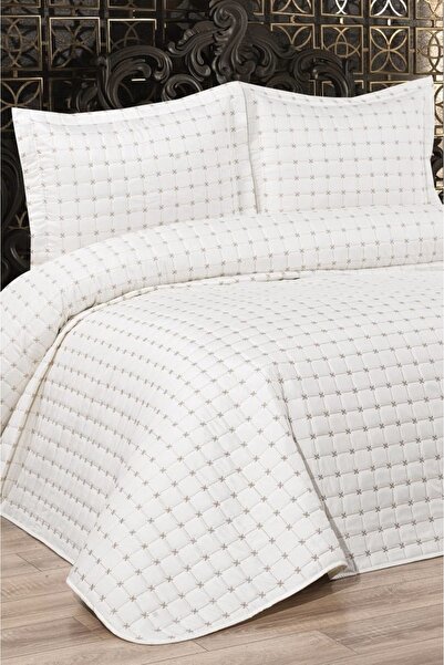 ARSEM EV TEKSTİL Hayal Krem Kapitone Yatak Örtüsü Çift Kişilik Nakışlı Üreticiden