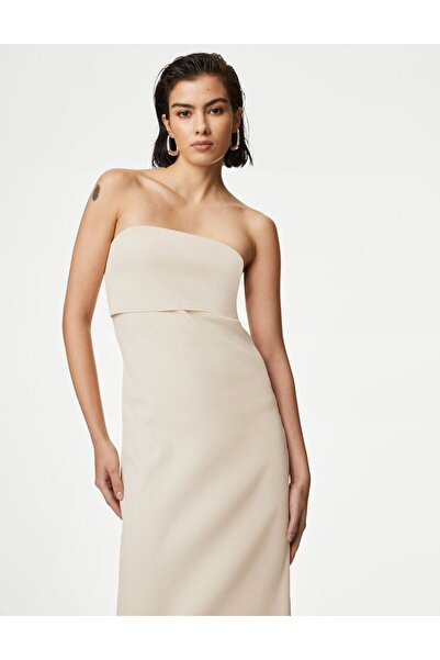 Marks & Spencer Fitil Detaylı Midi Straplez Elbise