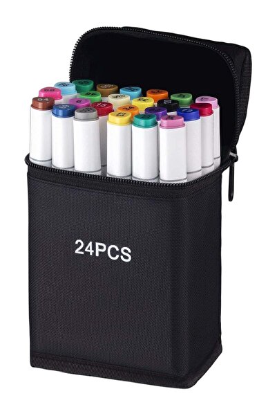 Touch مجموعة أقلام تحديد مزدوجة الطرف، 24 قطعة، ألوان متنوعة، جسم أبيض أنيق م...