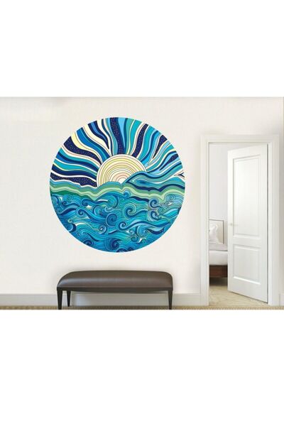 Kt Grup Mavi Soyut Manzara Salon Ve Oturma Odası Modern Duvar Sticker