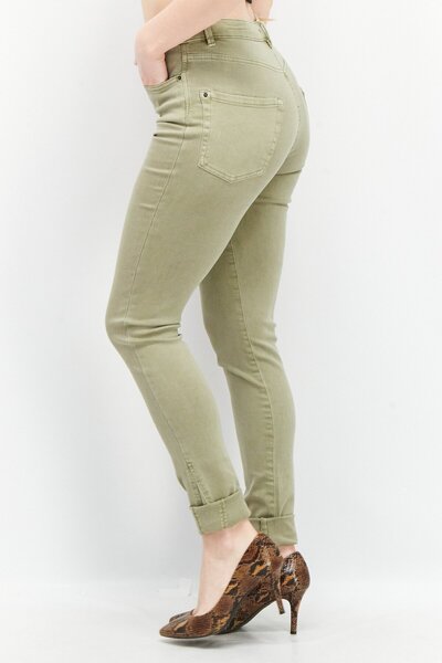 Esprit Women Regular Fit Solid Stretchable Woven 30 Length Jeans, Olive