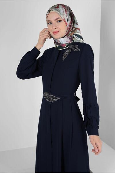 Alvina GİZLİ DÜĞMELİ TAŞ İŞLEME DETAYLI FERACE 80051