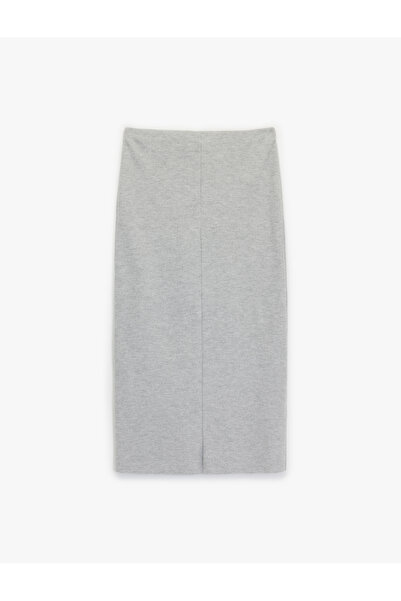 Koton Slim Fit Midi Nervür Detaylı Kalem Etek