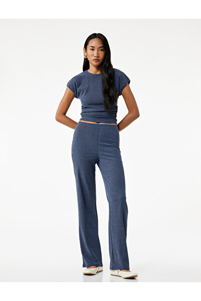 Koton Wrap-Around Fabric Slim Fit Short Sleeve Crew Neck T-Shirt