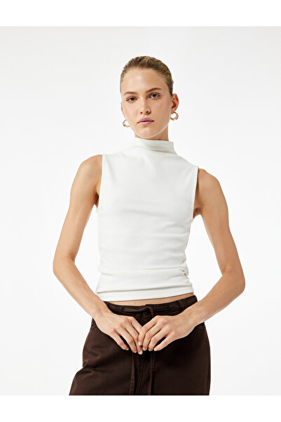 Koton Cotton Slim Fit Sleeveless Stand Collar Bodysuit