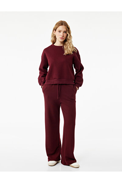 Koton Βασικό φούτερ με μακρυμάνικο λαιμόκοψη με τρία κλωστές