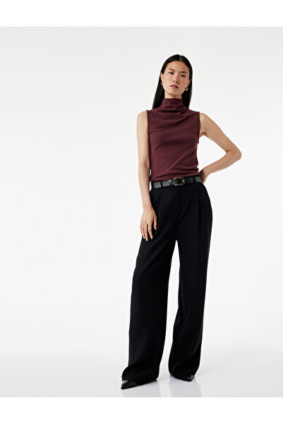 Koton Cotton Slim Fit Sleeveless Stand Collar Bodysuit