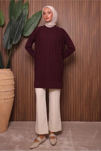 TRENDTESETTÜR Women's Burgundy Knit Tunic t 9007