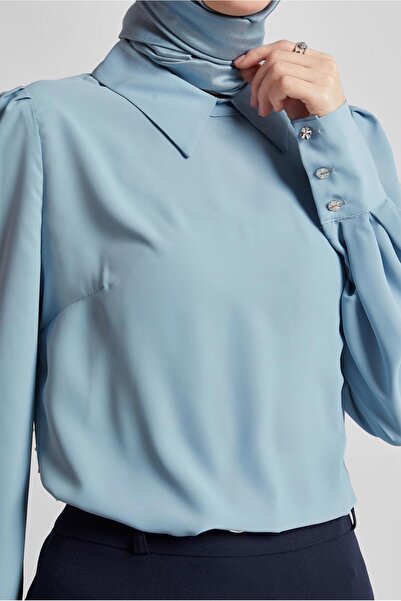 Alvina Shirt Collar Bluz 45597