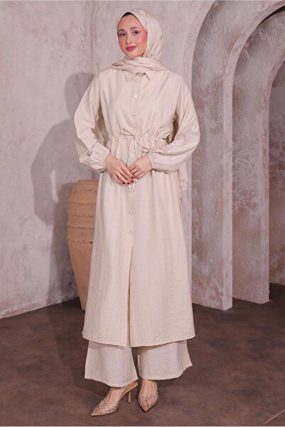 TRENDTESETTÜR Beige Slit Detailed Trousers Suit t 0774