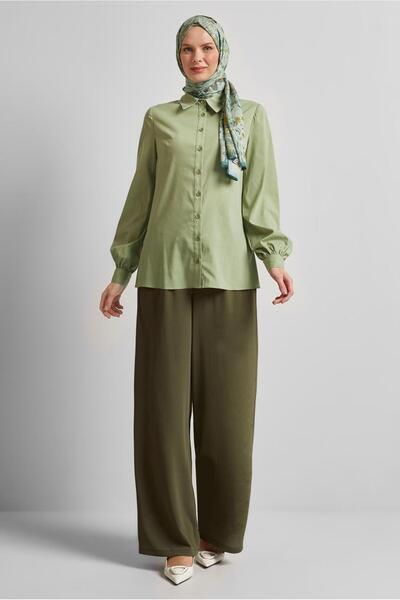 Alvina Shirt Collar Bluz 45604