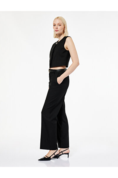 Koton Yüksek Bel Geniş Paça Basic Kumaş Pantolon