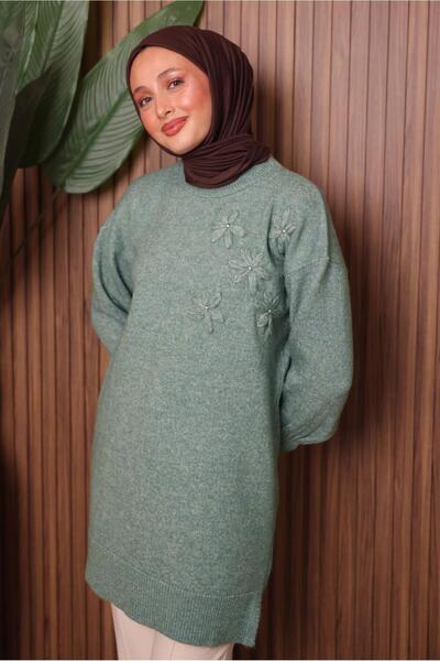 TRENDTESETTÜR Women's Green (Mint) Stone-Detail Tricot Tunic t 1207