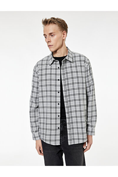 Koton قميص كاروهات بياقة كلاسيكية وأكمام طويلة ومقاس عادي