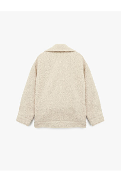 Koton Long Sleeve Pocket Zipper Detailed Short Boucle Coat