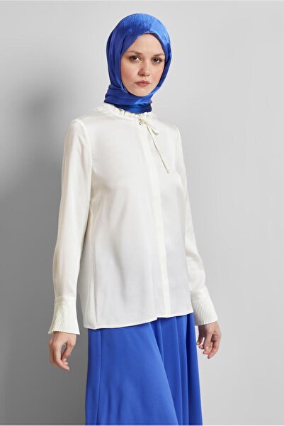 Alvina YAKASI BAĞCIKLI SATEN BLUZ 44762