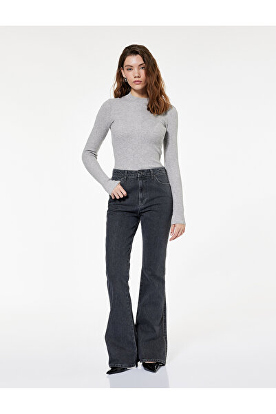 Koton Yüksek Bel İspanyol Paça Dar Kesim Jean Pantolon - Flare Jeans