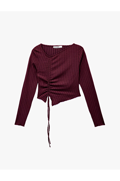 Koton Μακρυμάνικο μπλουζάκι με ασύμμετρο λαιμόκοψη και λεπτή εφαρμογή