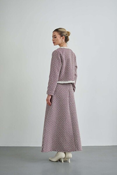 Molly Nelly Women's Lined Tweed Jacket Skirt Hijab Set