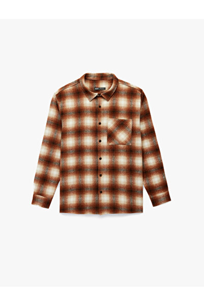 Koton Cămașă de pădurean cu mânecă lungă, cu detaliu de buzunar, cu croială obișnuită