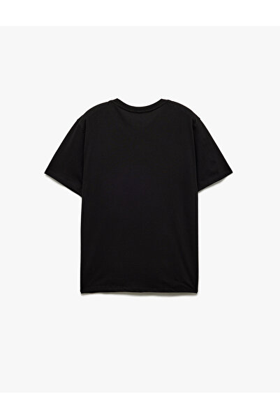 Koton Ανδρικό μπλουζάκι από βαμβακερό κοντό μανίκι με λαιμόκοψη Slim Fit