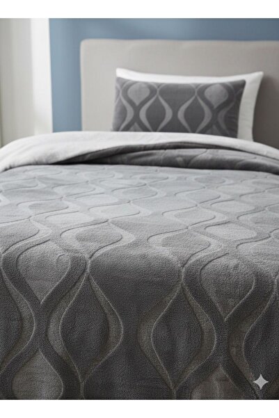 Taç Kristal Tek Kişilik Kalın Kabartma Emboss Battaniye