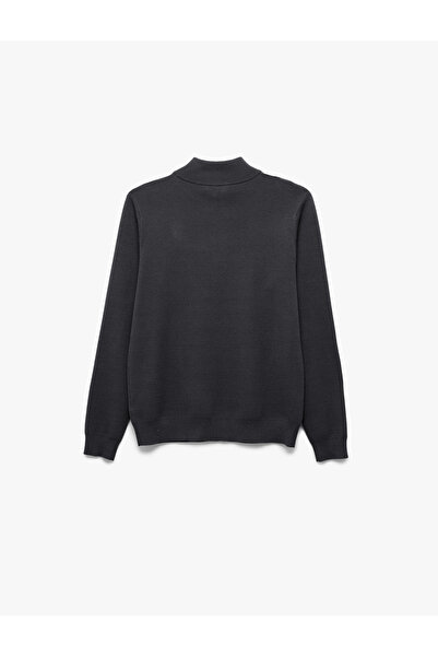 Koton Uzun Kollu Viskon Karışımlı Yarım Fermuarlı Triko Kazak