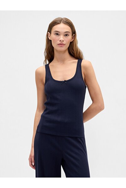 GAP Kadın Lacivert Pointelle Scoopneck Tank Pijama Üstü