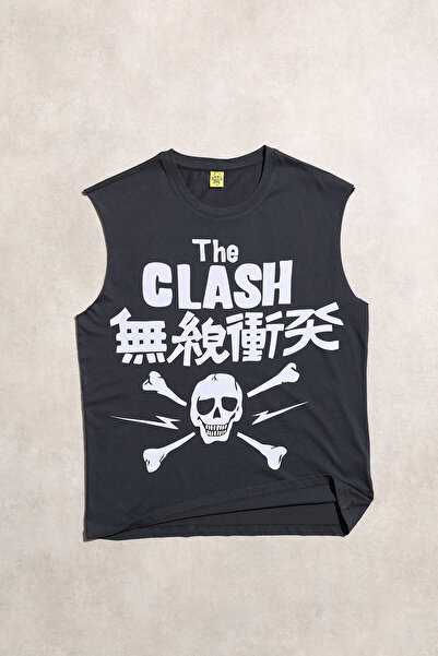 Overdrive Tricou oversize fără mâneci The Clash „In Japan” 1982 Rock Skull