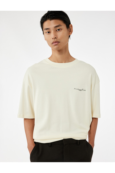 Koton Cotton Short Sleeve Tok Fabric Crew Neck Oversize Printed T-Shirt