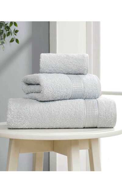 CPU ELEKTRONİK Set of 3 Cotton Bath Towels - Light Gray Rhythm