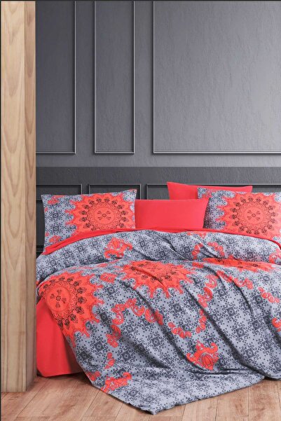CPU ELEKTRONİK Noble Red Double Cotton Duvet Cover Set