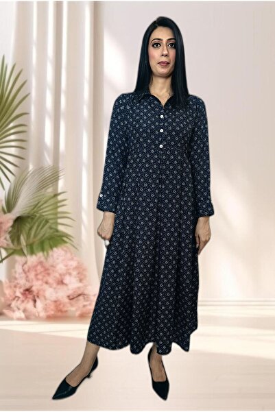 Hayati Collections قطعة واحدة – جورجيت ماكسي أزرق داكن