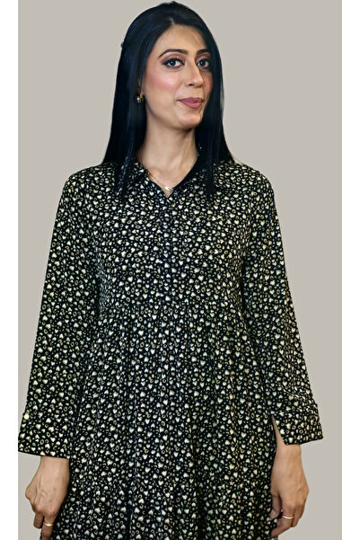 hayattarzlari 1 Piece – Elegant Black Floral Georgette Maxi Dress 🌸