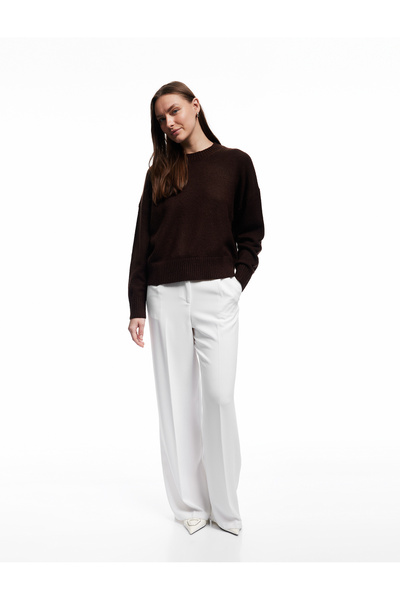 Koton Пуловер с дълъг ръкав и кръгло деколте от трикотаж