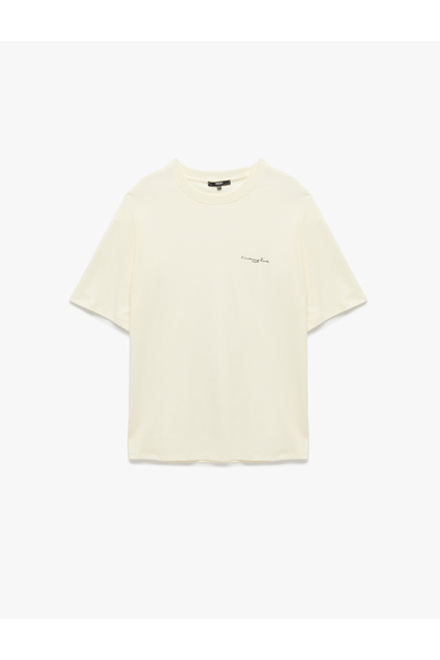 Koton Cotton Short Sleeve Tok Fabric Crew Neck Oversize Printed T-Shirt