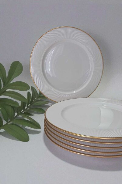 IKEA OFANTLIGT 6 Kişilik 28 cm Yaldızlı Porselen Servis Takımı